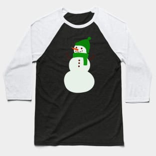 Snowman in Green Baseball T-Shirt